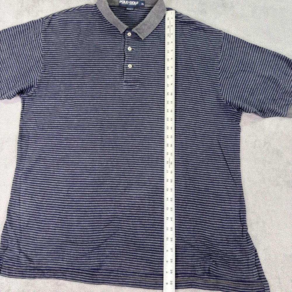 Polo Golf Ralph Lauren Polo Shirt Mens XL Gray Blue‎ Striped Cotton Casual